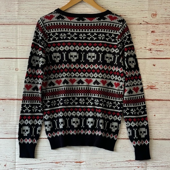 NWT Dolls Kill Too Fast Skull Hearts Sweater Sz S - Picture 7 of 11